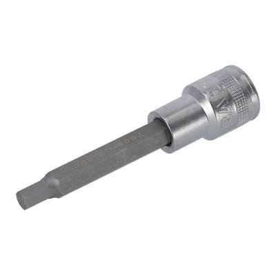 Nærbillede af Bahco unbrakotop, 1/2" firkant, der viser mærkningerne og den 8mm unbrakospids.