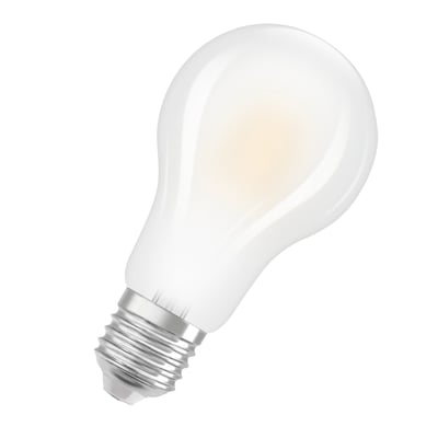 Mat, hvid Ledvance LED-standardlyskilde med klassisk pæreform og E27-sokkel, 17 W og 2452 lm.