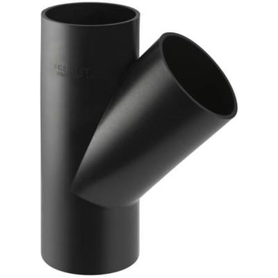 Geberit sort grenrør i PEH materiale med 45 graders vinkel, 110x63 mm dimensioner. Ideel til afløbsinstallationer.