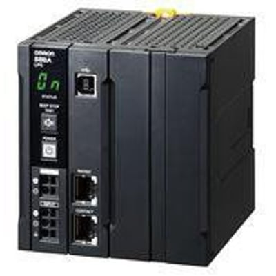 Omron S8BA-24D24D120LF UPS, DC-DC 5A 120W til DIN-skinne montering med display og tilslutningsporte.
