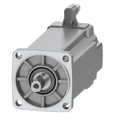 Siemens Simotics S-1FK2 HD servomotor med aksel og flange, viser IP65-klassificering og M17 forbindelsesstørrelse.