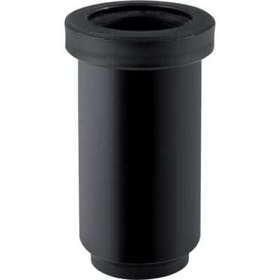 Bagfra synsvinkel af Geberit 50 mm langmuffe, sort PEH, med fokus på den glatte overflade og samlingsdetaljer.