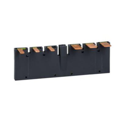 Schneider Electric parallel kobling til kontaktorer, 3-polet reversering, med synlige kobberterminaler og sort plastikkabinet.