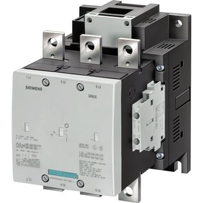 Siemens SIRIUS 3RT12 vakuumkontaktor, 160 kW/400 V, 3-polet med 2NO+2NC hjælpestrømskontakter, skinnetilslutning og konventionelt drev.
