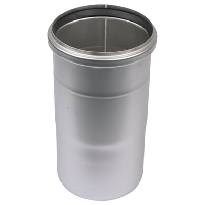 Blücher ekspansionsstykke, 125 mm, syrefast AISI316L, vist forfra med gummipakning øverst og svage riller på siden.