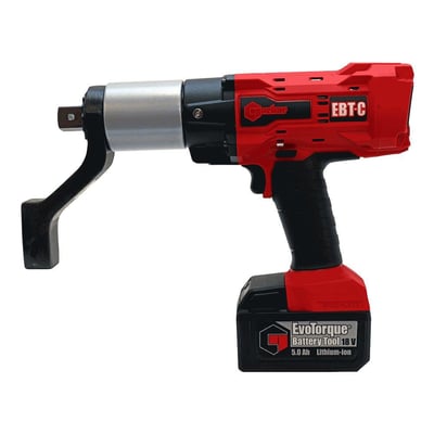 Norbar EBT-C Compact batteridrevet gearnøgle med 3/4" firkant, rød og sort krop, batteri og reaktionsarm.