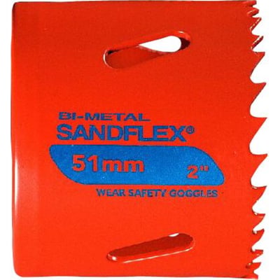 Bahco Sandflex hulsav på 68 mm i HSS bi-metal, orange med tænder langs kanten og aflange slidser.