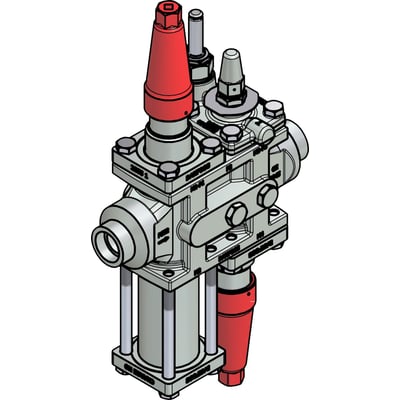 Danfoss ICF 25-4-9 ventilstation med 25mm svejsestuds, stålhus og ZnCr04-belægning i en isometrisk visning.