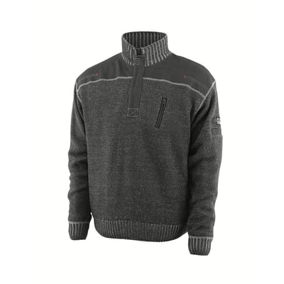 Mascot striktrøje Naxos i antracit, model 50354-835, vist med trekvart frontvisning og fokus på ribkrave og lynlåslommer.