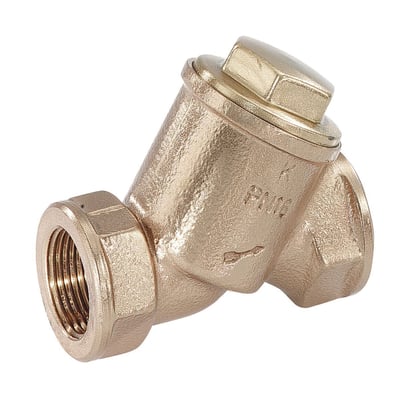Kemper snavssamler i rødgods med muffe/muffe tilslutning 1 1/2" PN16, vist isoleret på hvid baggrund.