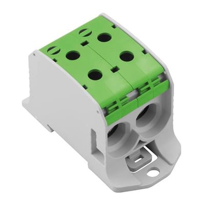 Weidmüller Fordelerklemme WPD 231 2X95/2X95 GN til 10-95mm² Cu/Al, 1000V/155A med grønt dæksel.