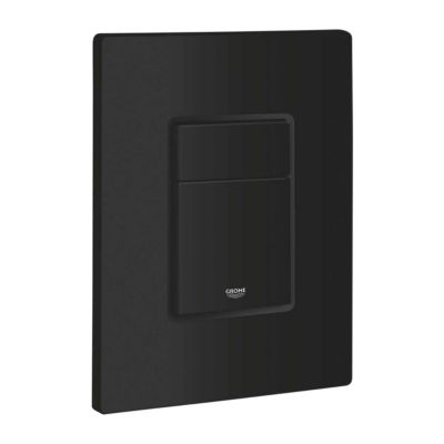 Grohe Even betjeningsplade i mat sort ABS plast, måler 156x197 mm til 2-skyls og start/stop funktion.