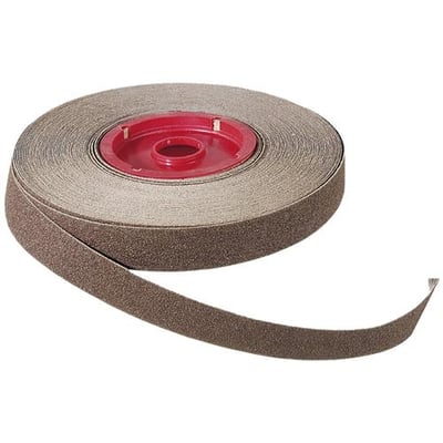 Tyrolit BASIC A-B01 C J sliberulle med K40-korn på rulle med synlig løs ende; 38 mm bred og 25 meter lang.