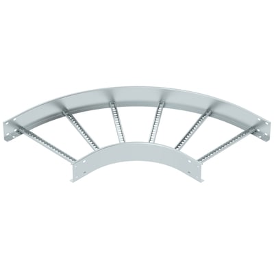 OBO Bettermann galvaniseret kabelstigebøjning 90°, 110x500 mm, isoleret produktvisning på hvid baggrund.