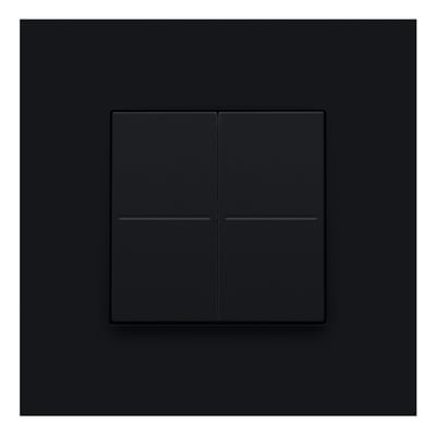 Niko lysdæmper til Philips Hue, pure sort, med fire knapper på en mat sort ramme.