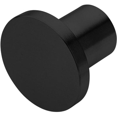 Sort d line Qtoo-håndklædekrog fra Knud Holscher med rund front og cylindrisk vægbeslag, Ø25 og PVD-overflade.