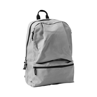 ID Identity rygsæk i slidstærkt gråt ripstop-materiale med et stort hovedrum og flere lynlåslommer.