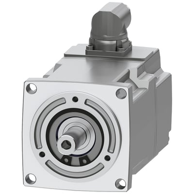 Siemens SIMOTICS S-1FK2 CT servomotor med cylindrisk aksel og drejelig M17 stik på hvid baggrund.