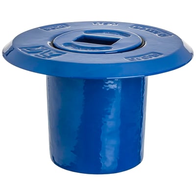 AVK rundt flydende gadedæksel i duktiljern, 200 x 130 mm, med lukket design og mærket 'Vand - Avk'.