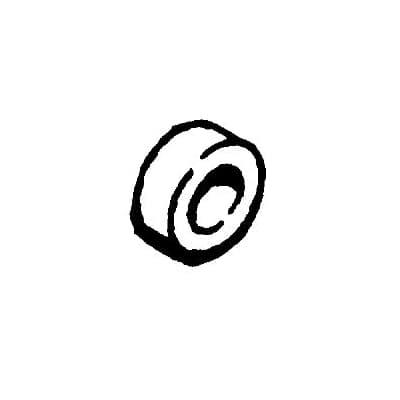 ABB afstandsring i sort polyamid til Adam og Eva enheder, 4.5 x 8 x 4 mm, vist i skematisk tegning på hvid baggrund.