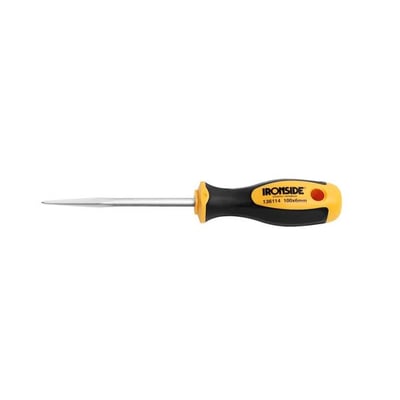 Ironside syl med rund 6 mm klinge og sort-gult 2-komponentgreb, set fra siden med spidsen mod venstre.