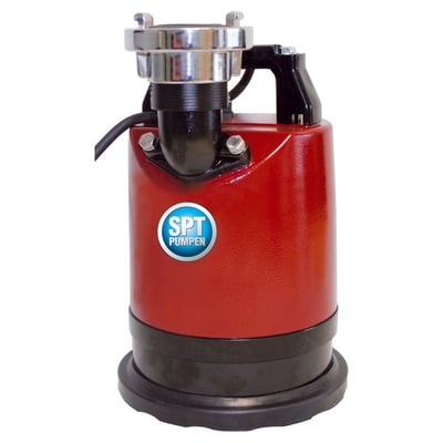 SPT Restvandspumpe SPR370W i rød med 400W motor og 2" udløb, perfekt til kældre og garager.