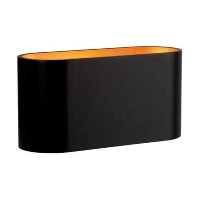SpectrumLED Squalla G9-lampe i sort med synlig guldfarvet inderside, vist skråt forfra.