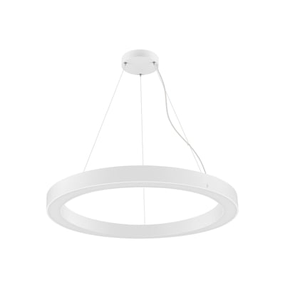 SLV MEDO pendel i hvid, viser lampens cirkulære design og ophængskabler fra siden.