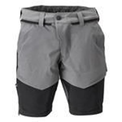 Mascot Customized shorts i stengrå og sort, med lynlås, knap og bæltestropper.