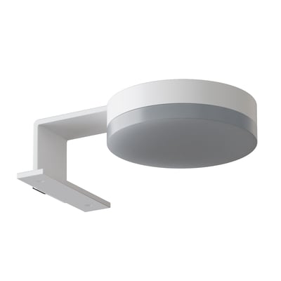 Dansani Jupiter spejl-/skabslampe Ø8 cm i hvidt stål med integreret LED, vist isoleret på hvid baggrund.