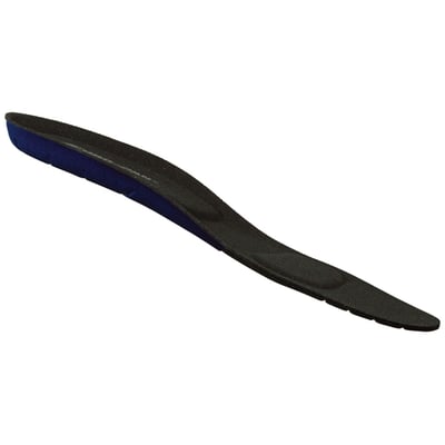 EURO-DAN Memory Foam-indlægssål 9940 i str. 44 set fra siden med sort overflade og blå underside.