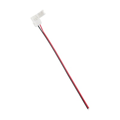 SpectrumLED S-D-samler til 8 mm LED-strips og 12 V DC med hvidt stik samt røde og sorte ledninger.