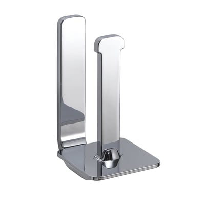 HeFe OUTLINE Extra toiletpapirholder i krom uden toiletpapir, fremhæver dens blanke metaloverflade og slanke design.