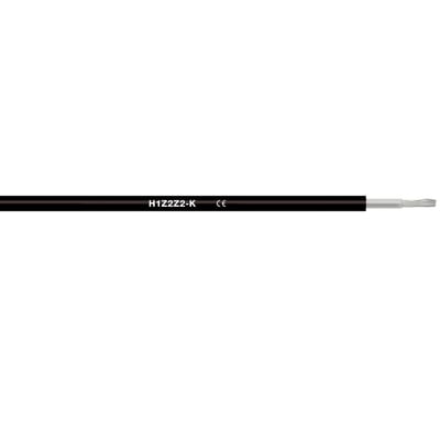 Lapp H1Z2Z2-K optimeret version 1x6 RD kabel med sort isolering og blotlagt leder samt CE-mærke.