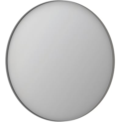 Sanibell SP17 rundt LED spejl, 80 cm diameter, med børstet rustfri stål aluramme, vist frontalt.