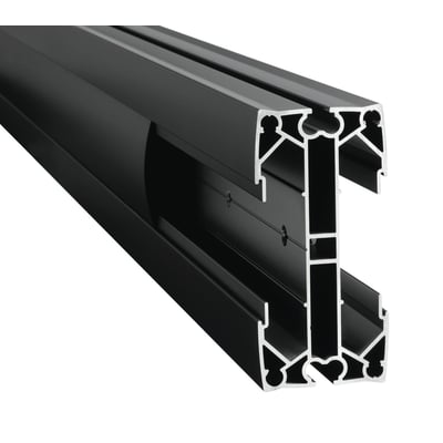 Detaljebillede af den sorte aluminiumsprofil på Vogels PUC 2933 Connect-it stang, der viser dens indre struktur.