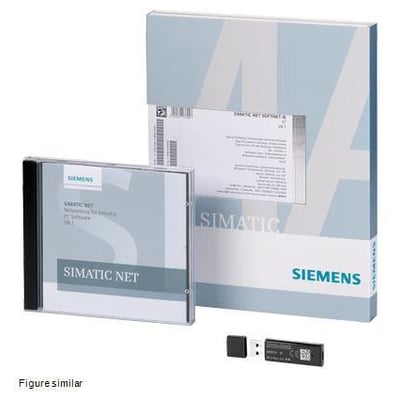 Siemens SOFTNET-IE S7 REDCONNECT VM opgradering V8.2 med CD-ROM, USB licensnøgle og emballage.