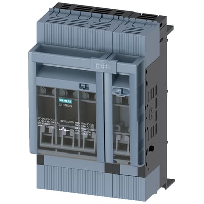 Siemens SENTRON sikringsafbryder 3NP1, 4-polet, NH000, 160 A, med tydelig mærkning og 60mm samleskinne system tilslutning.