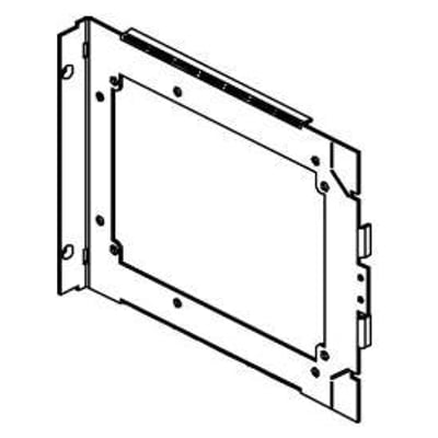 Kumatisk tegning af Cubic tilgangslaske 1900A, der viser sidepladen og flangen med monteringshuller.