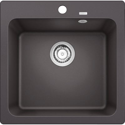 BLANCO NAYA 5 UX køkkenvask i klippegrå Silgranit med bundventil og hanehul, 51,5 x 51 cm.