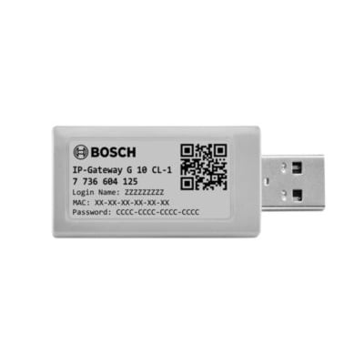 Bosch WIFI modul til Climate 3000i og 5100 serierne med USB-tilslutning og mærkat med produktinformation.