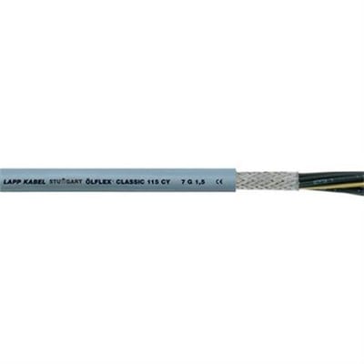 Gråt LAPP Ölflex Classic 115CY skærmet styrekabel, 2x1,5 mm², med blottet ende, flettet skærm og ledere.
