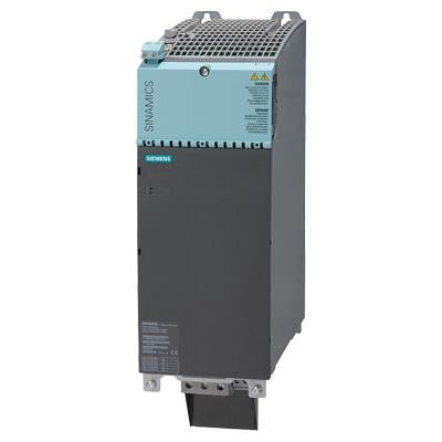 Siemens Sinamics S120 basis line modul i booksize, 67A, med grå og lyseblå kappe og tydelig Siemens logo.