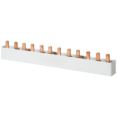 Siemens 3-faset stiftskinne 5ST3, 1016 mm lang med 25mm2 tværsnit og kobberterminaler på hvid baggrund.