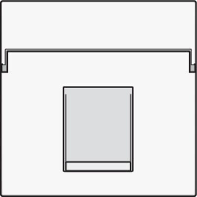 Diagram over Niko afdækning til dataudtag med låge og tekstfelt til 1x RJ45, hvid.