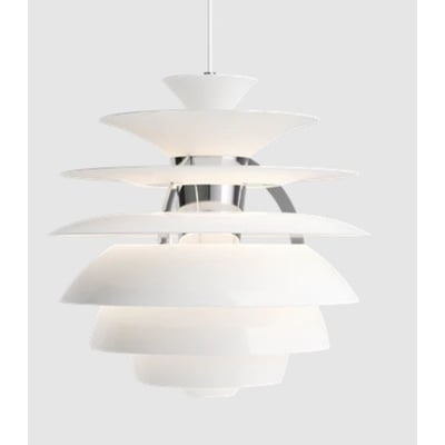 Louis Poulsen LED upgrade kit til 41W Dali med 1085 lumen i hvid med flere lag skærme og kromdetaljer.