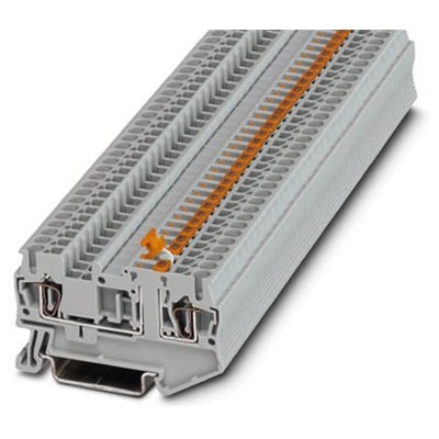 Detaljeret visning af Phoenix Contact knivskilleklemme ST 2,5-MT, med fokus på fjedertilslutning og 2,5mm² kapacitet.