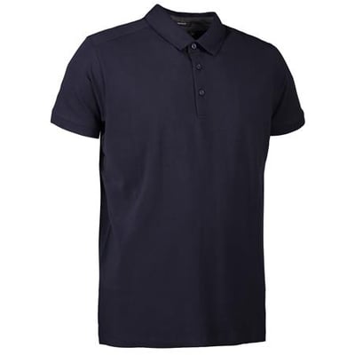 ID Identity Polo stretch navy herre t-shirt i størrelse L med klassisk krave og knaplukning i mørkeblå stretch single jersey.