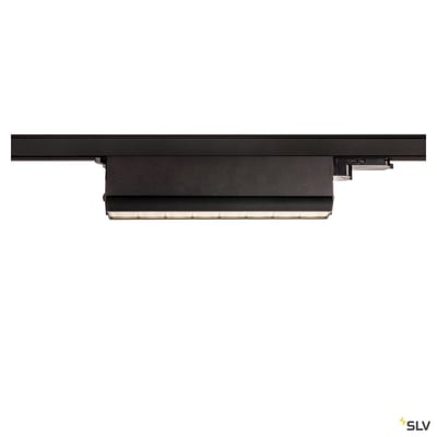 SLV Sight move 3-faset skinnespot i sort aluminium med 26W LED og integreret lyskilde på sort skinne.