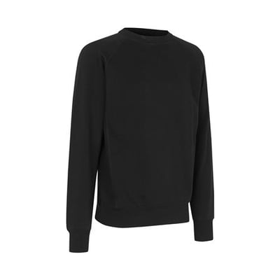 ID Identity sweatshirt i kraftig sort kvalitet, str. L, med klassisk rund hals og lange raglanærmer.